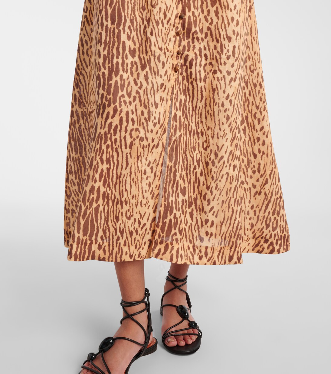 Vestido midi Cascadian de lino estampado | Zimmermann