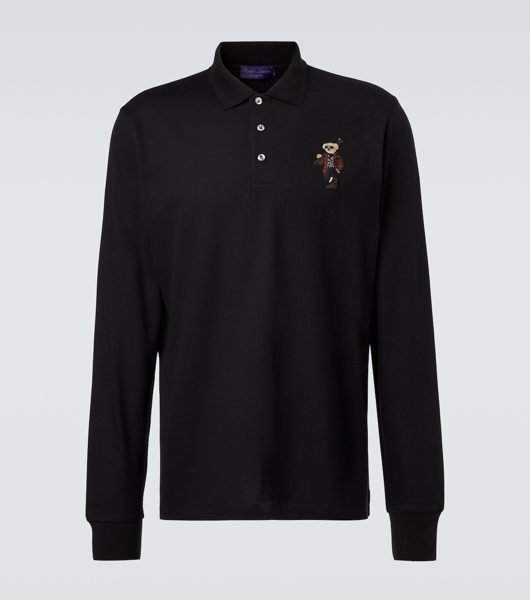 Embroidered cotton and cashmere polo shirt | Ralph Lauren Purple Label