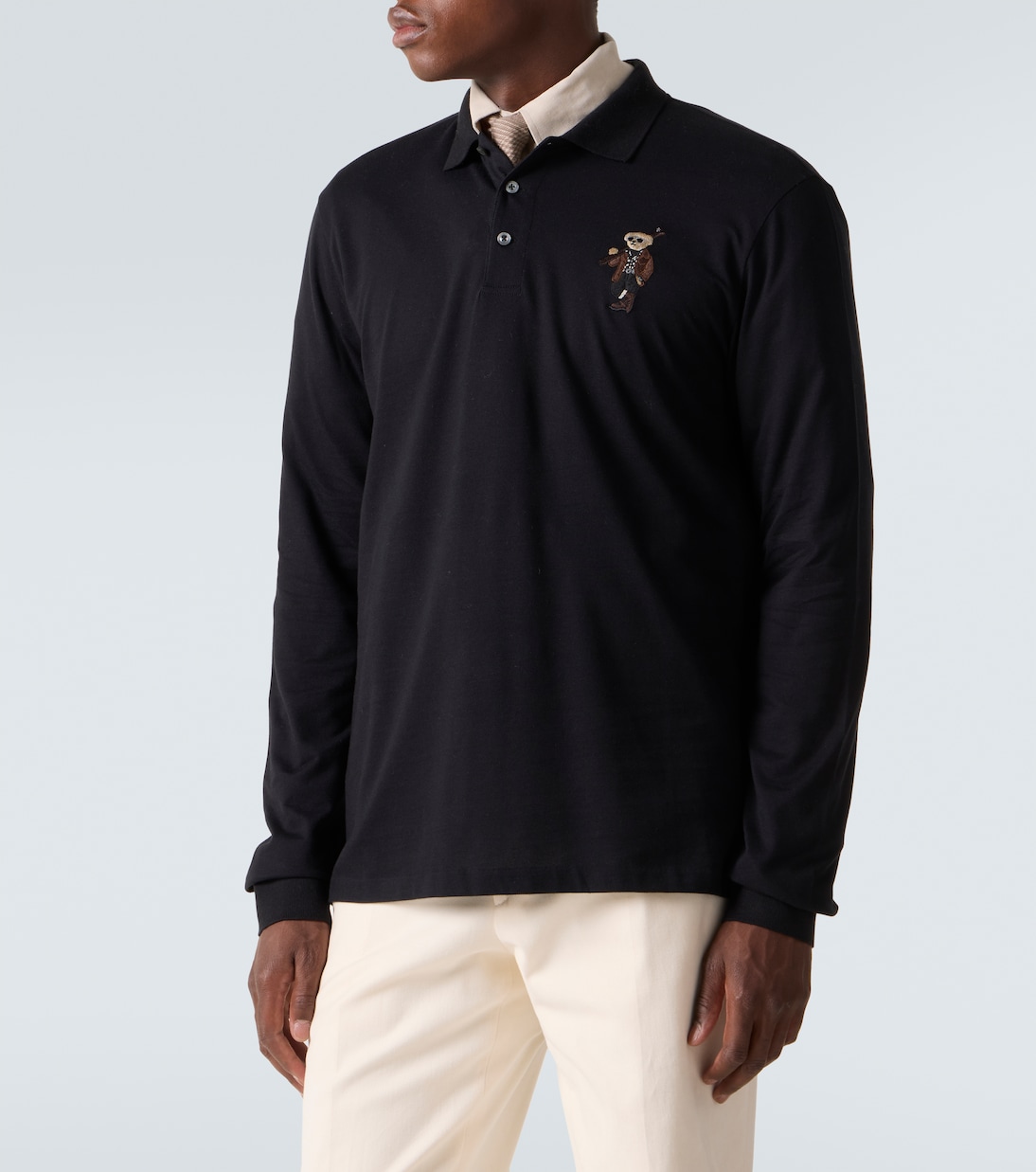 Embroidered cotton and cashmere polo shirt | Ralph Lauren Purple Label