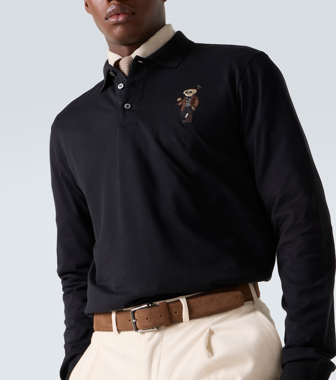 Embroidered cotton and cashmere polo shirt | Ralph Lauren Purple Label