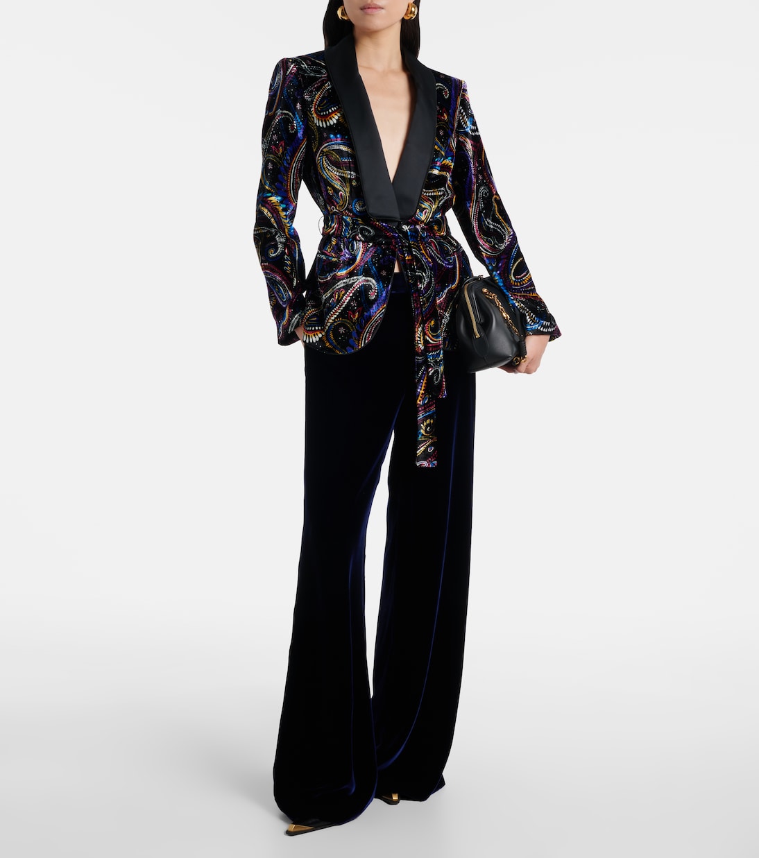 Belted velvet jacquard blazer | Etro