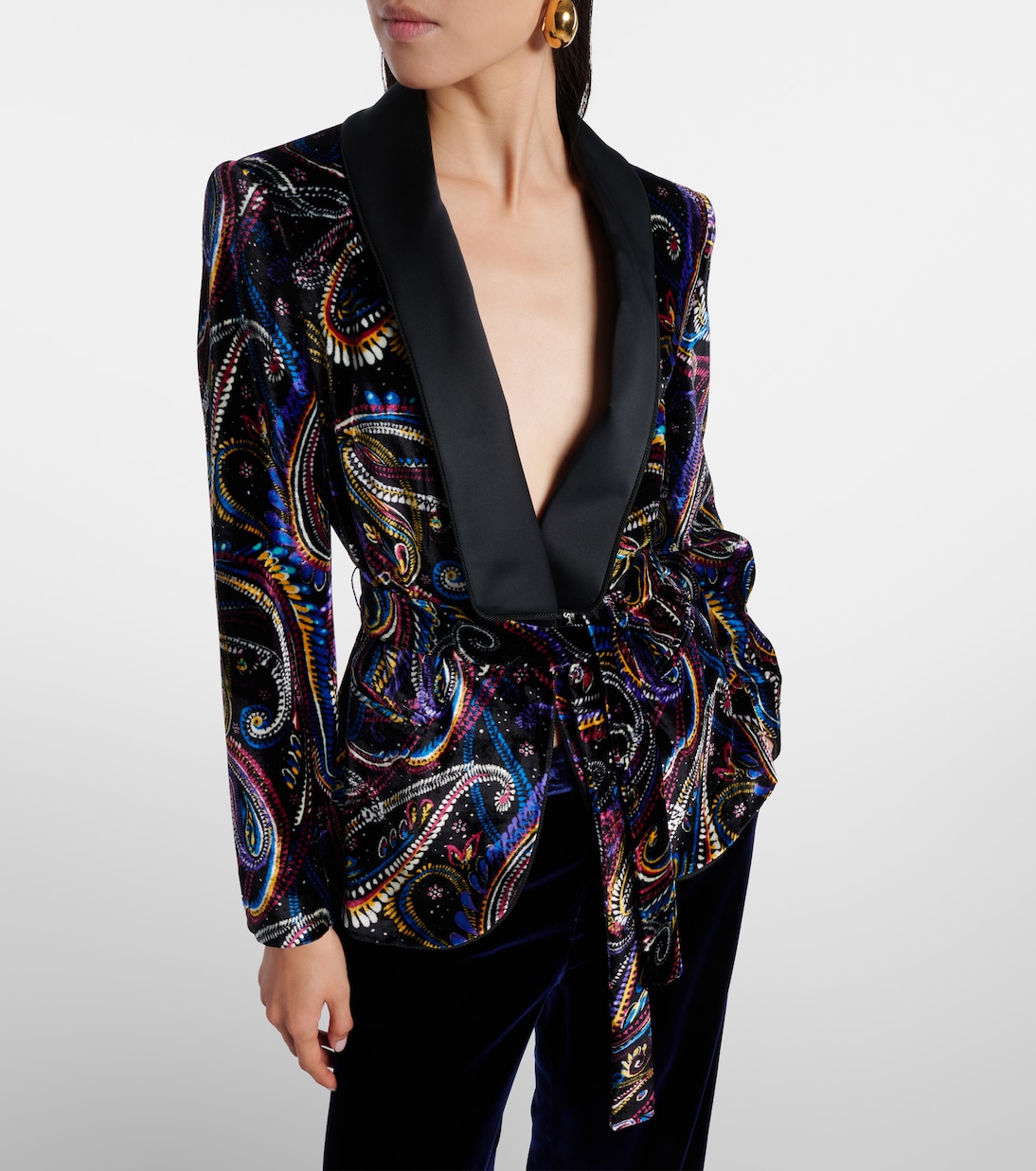 Belted velvet jacquard blazer | Etro