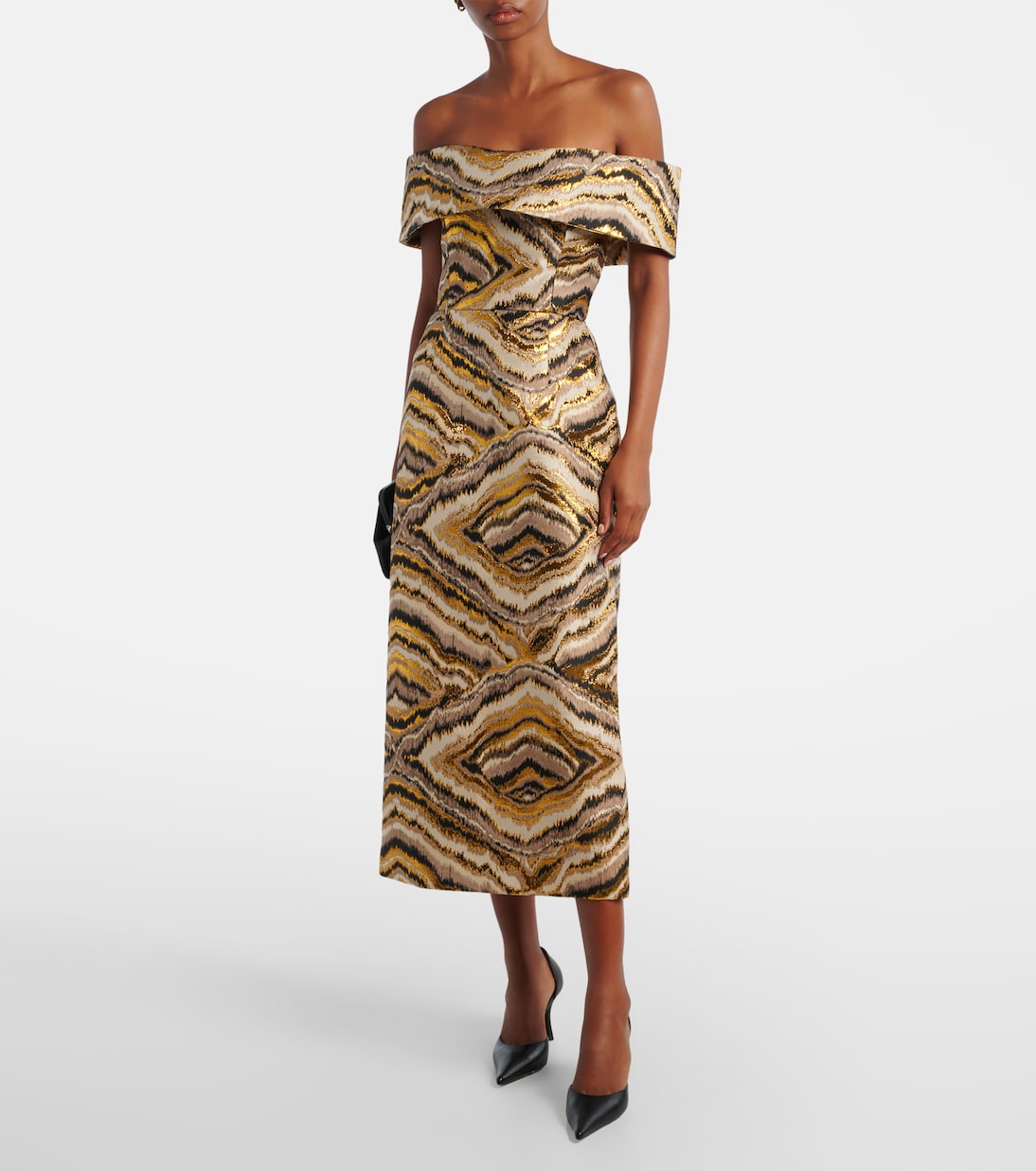 Gloria off-shoulder jacquard midi dress | Markarian