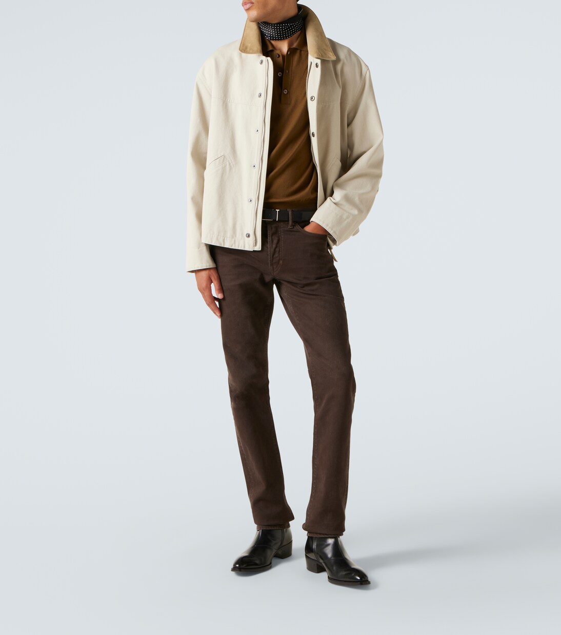 Suede-trimmed cotton canvas jacket | Tom Ford