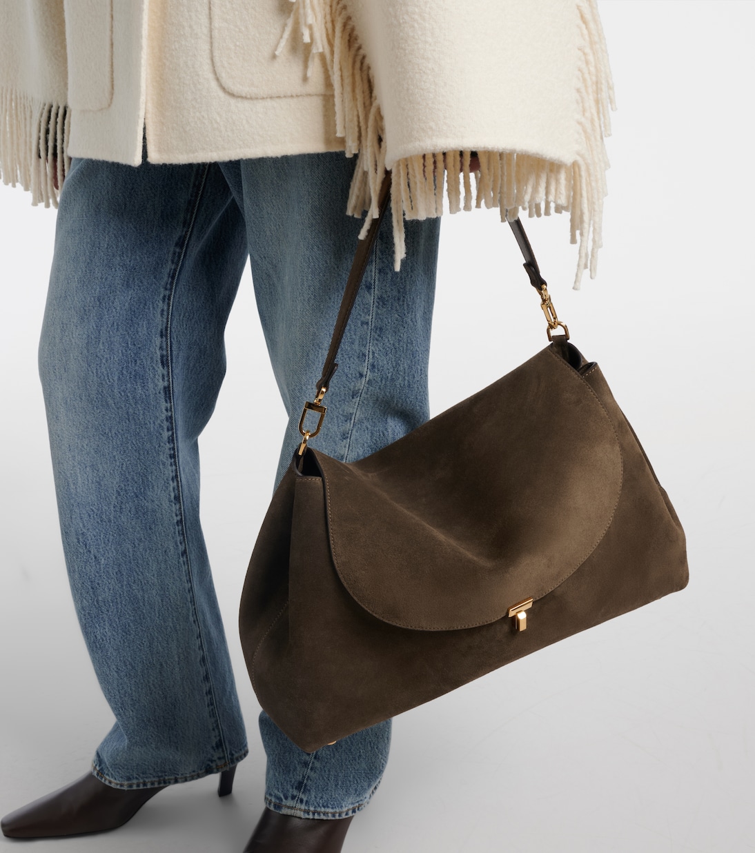 T-Lock suede shoulder bag | Toteme