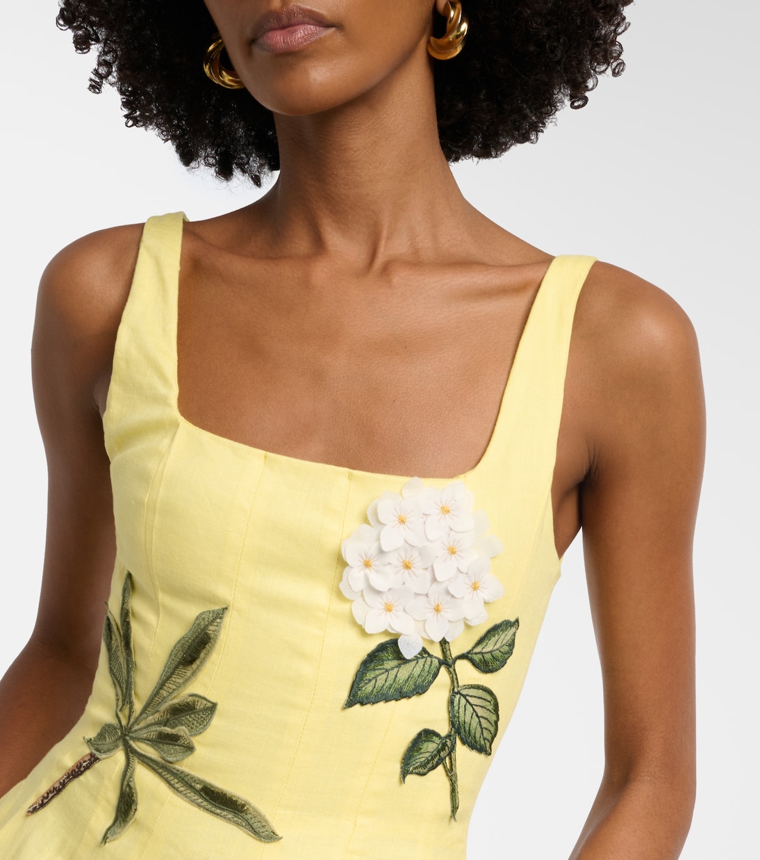 Vestido midi Frontera de lino adornado | Agua by Agua Bendita