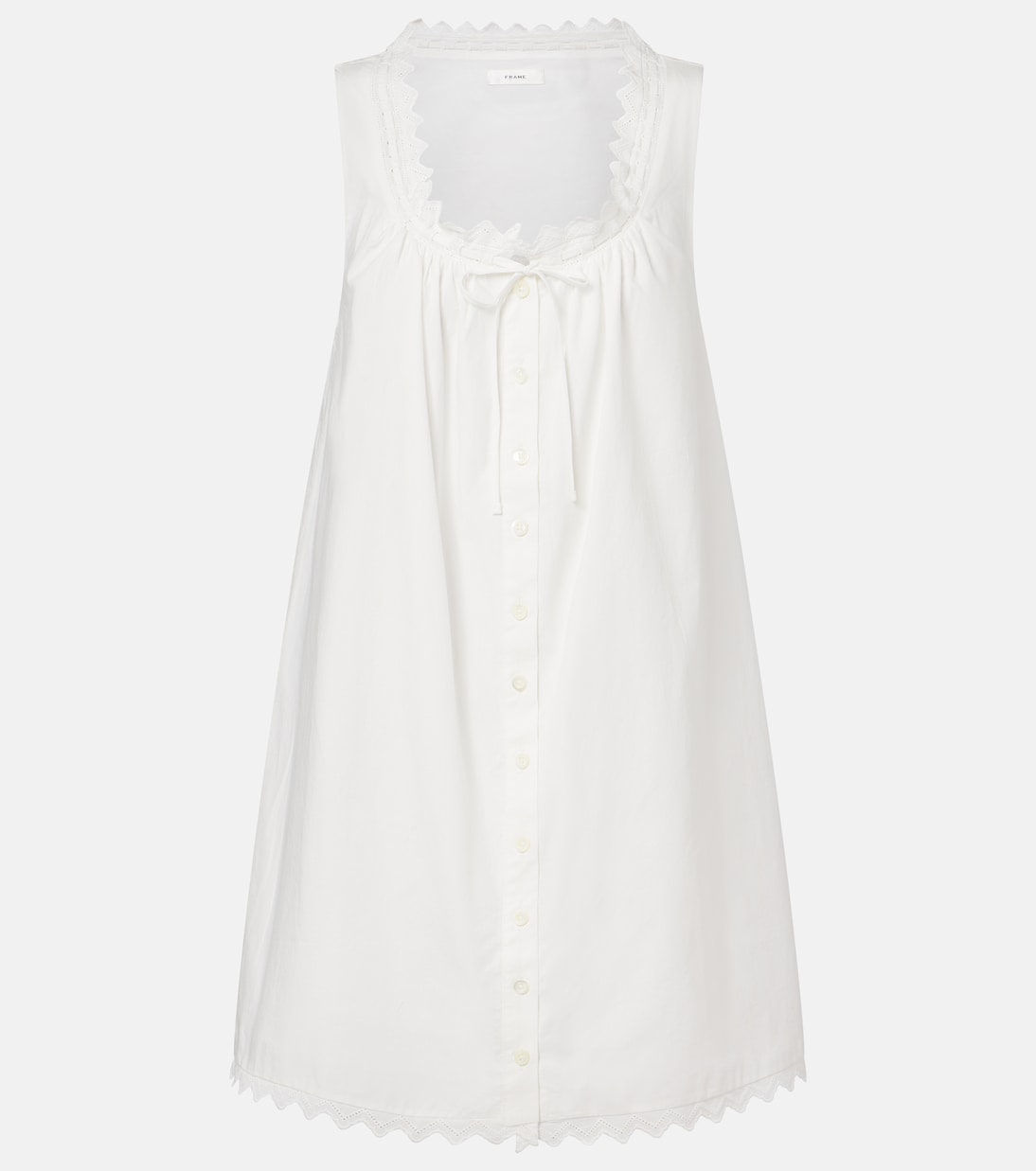 Robe chemise en coton festonnée | Frame