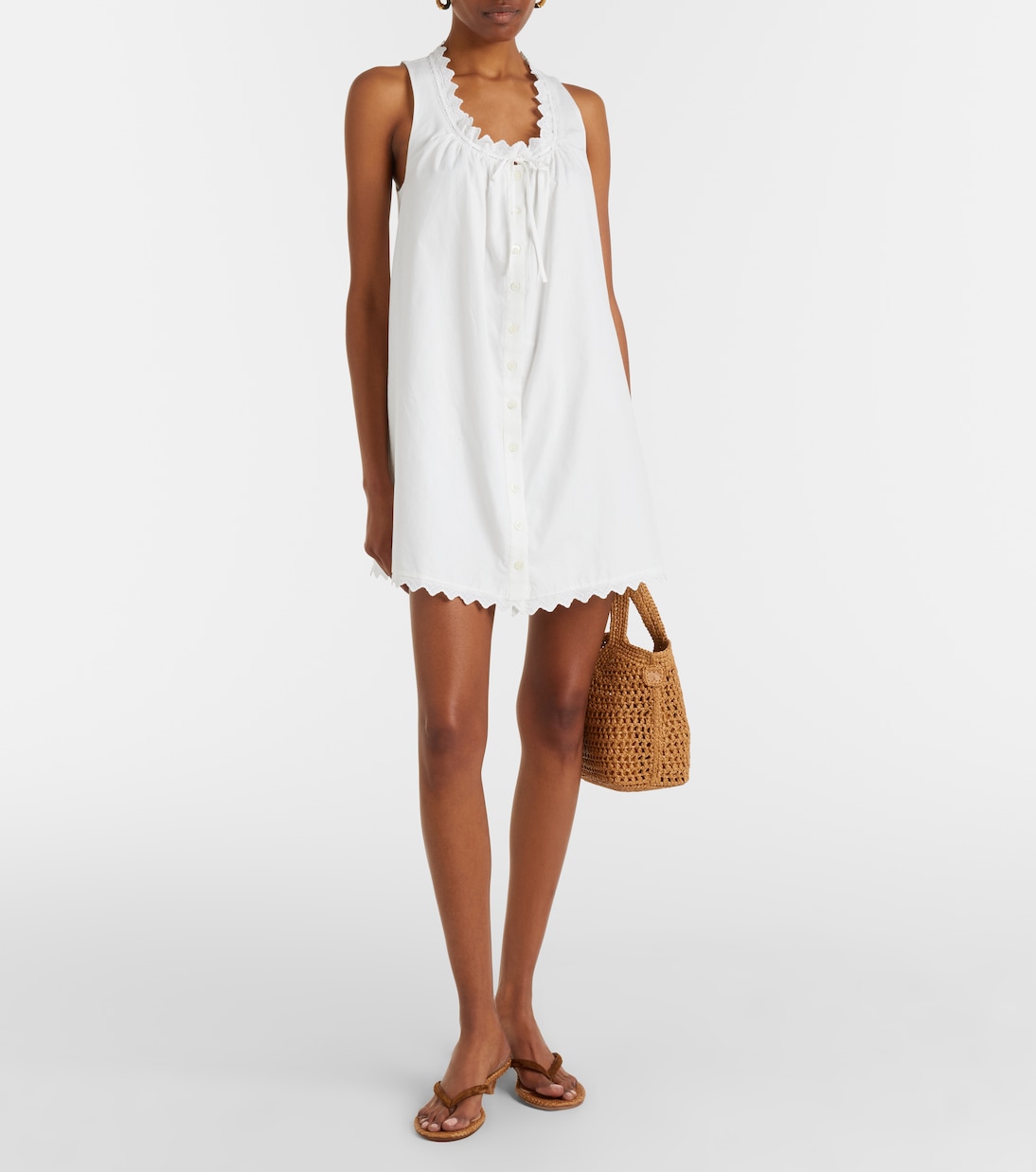 Robe chemise en coton festonnée | Frame
