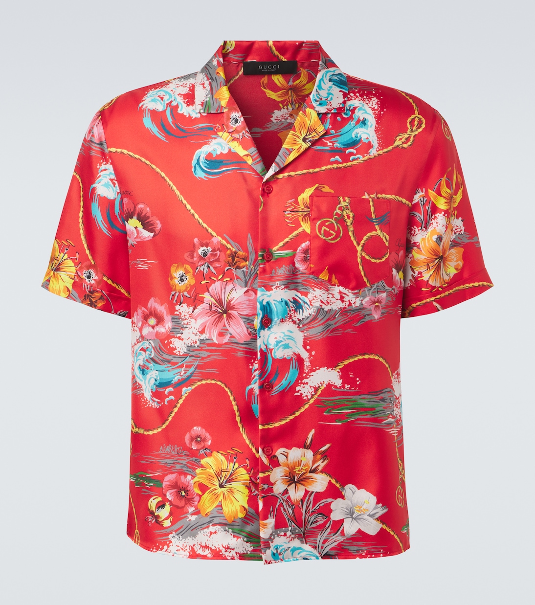Floral silk twill bowling shirt | Gucci