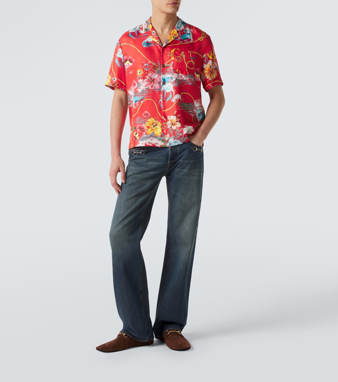 Floral silk twill bowling shirt | Gucci