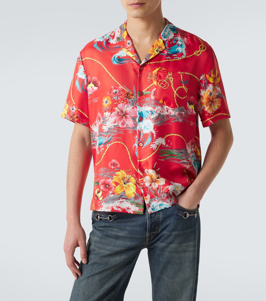 Floral silk twill bowling shirt | Gucci