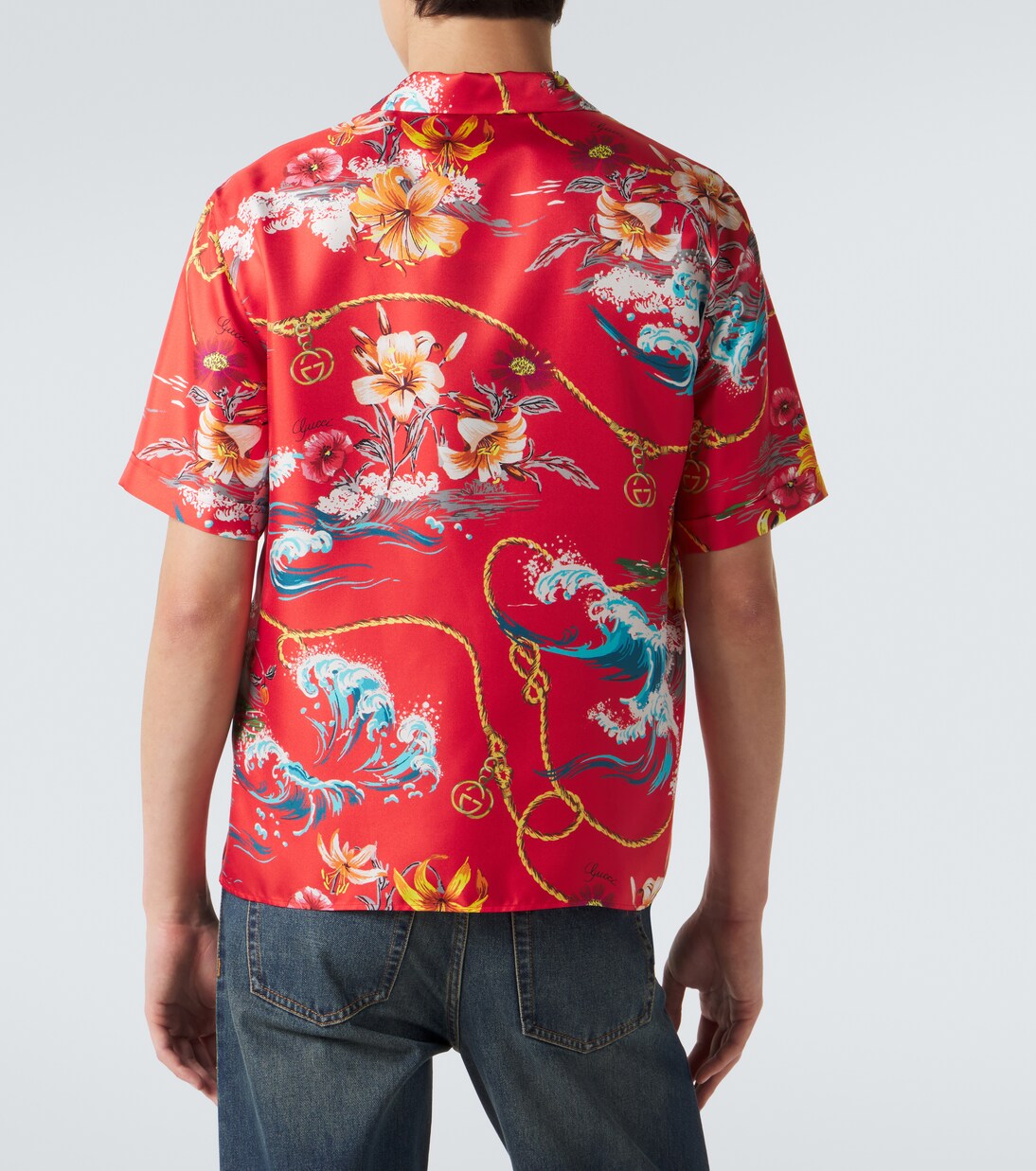 Floral silk twill bowling shirt | Gucci