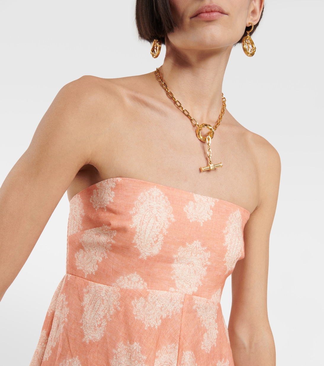 Robe midi imprimée en lin | Zimmermann