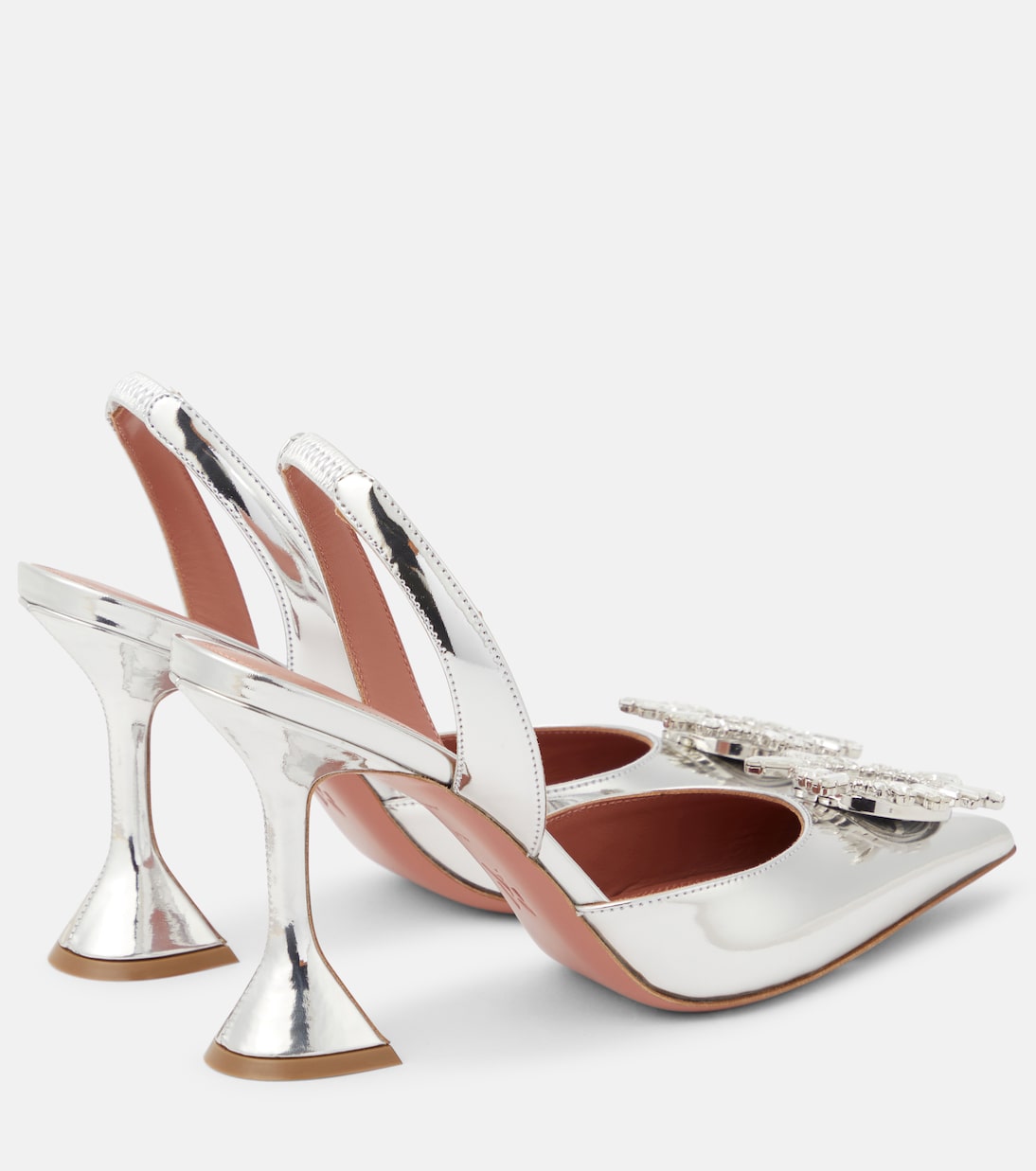Verzierte Slingback-Pumps Begum aus Metallic-Leder | Amina Muaddi