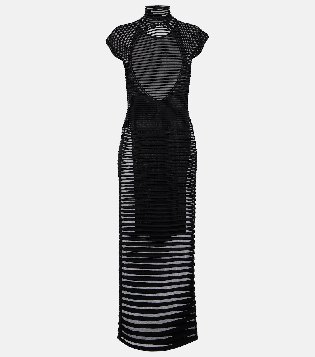Striped crêpe-paneled gown | Alaïa