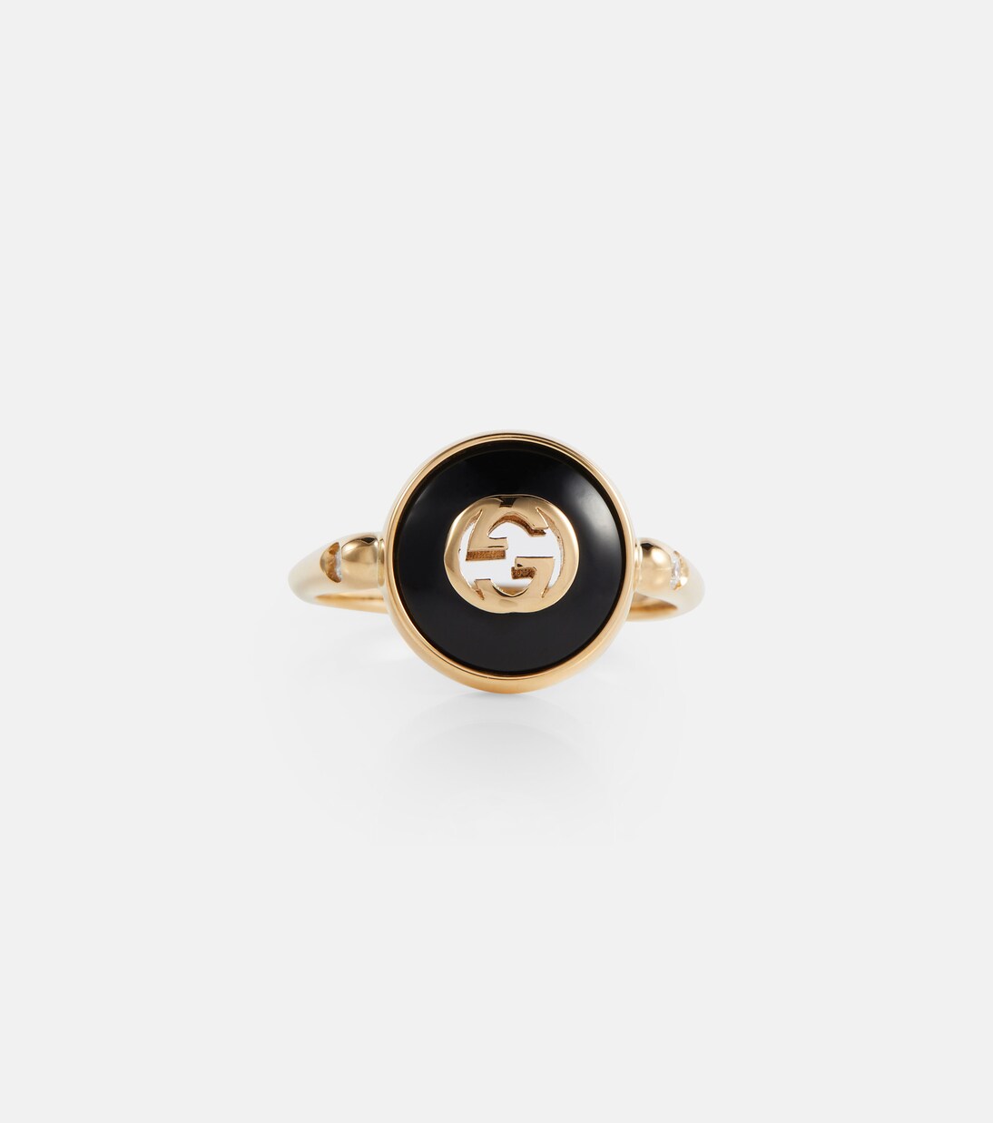 Anillo Gucci Interlocking de oro de 18 ct con ónice y diamantes | Gucci