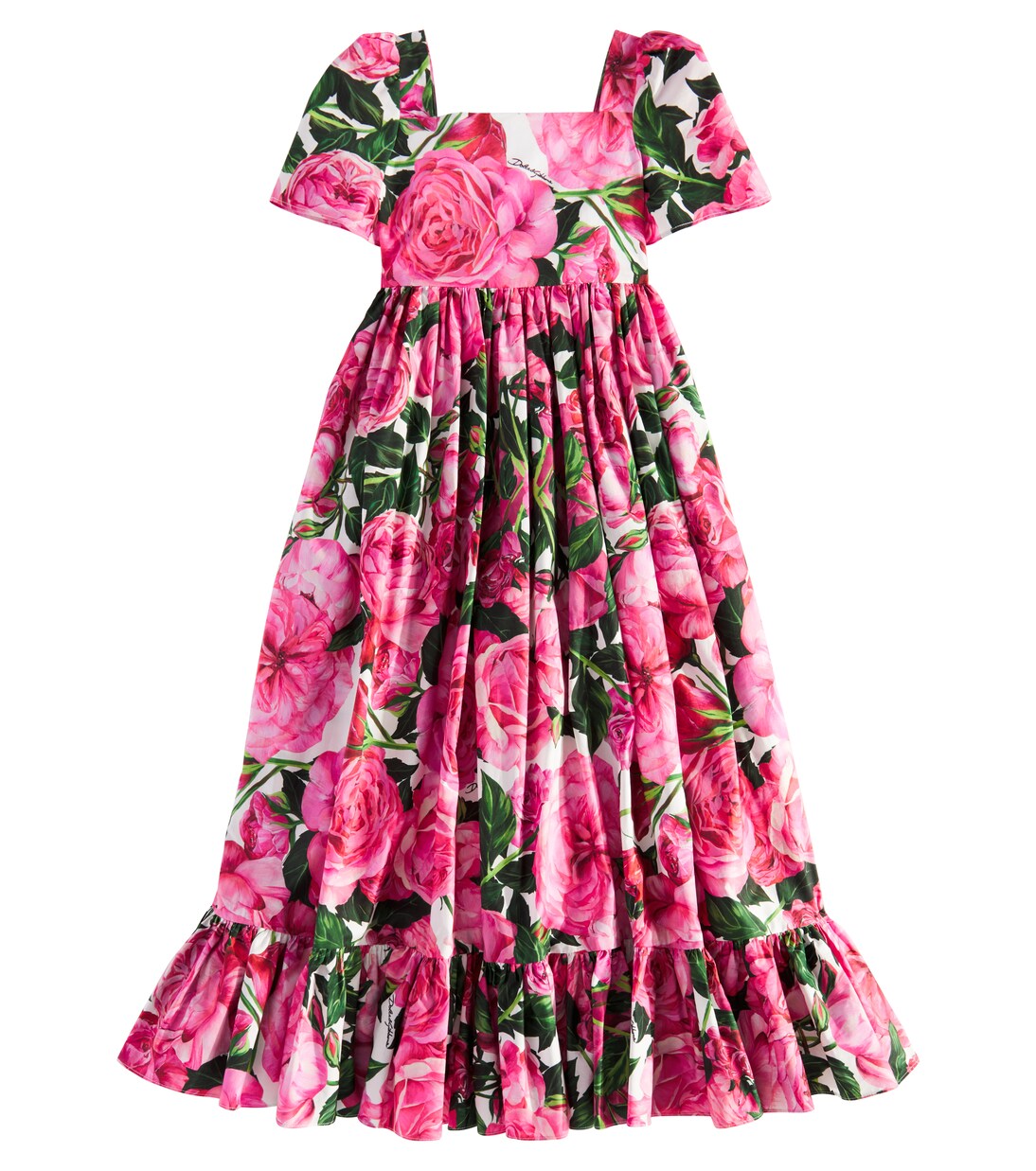 Floral shirred cotton poplin dress | Dolce&Gabbana Kids