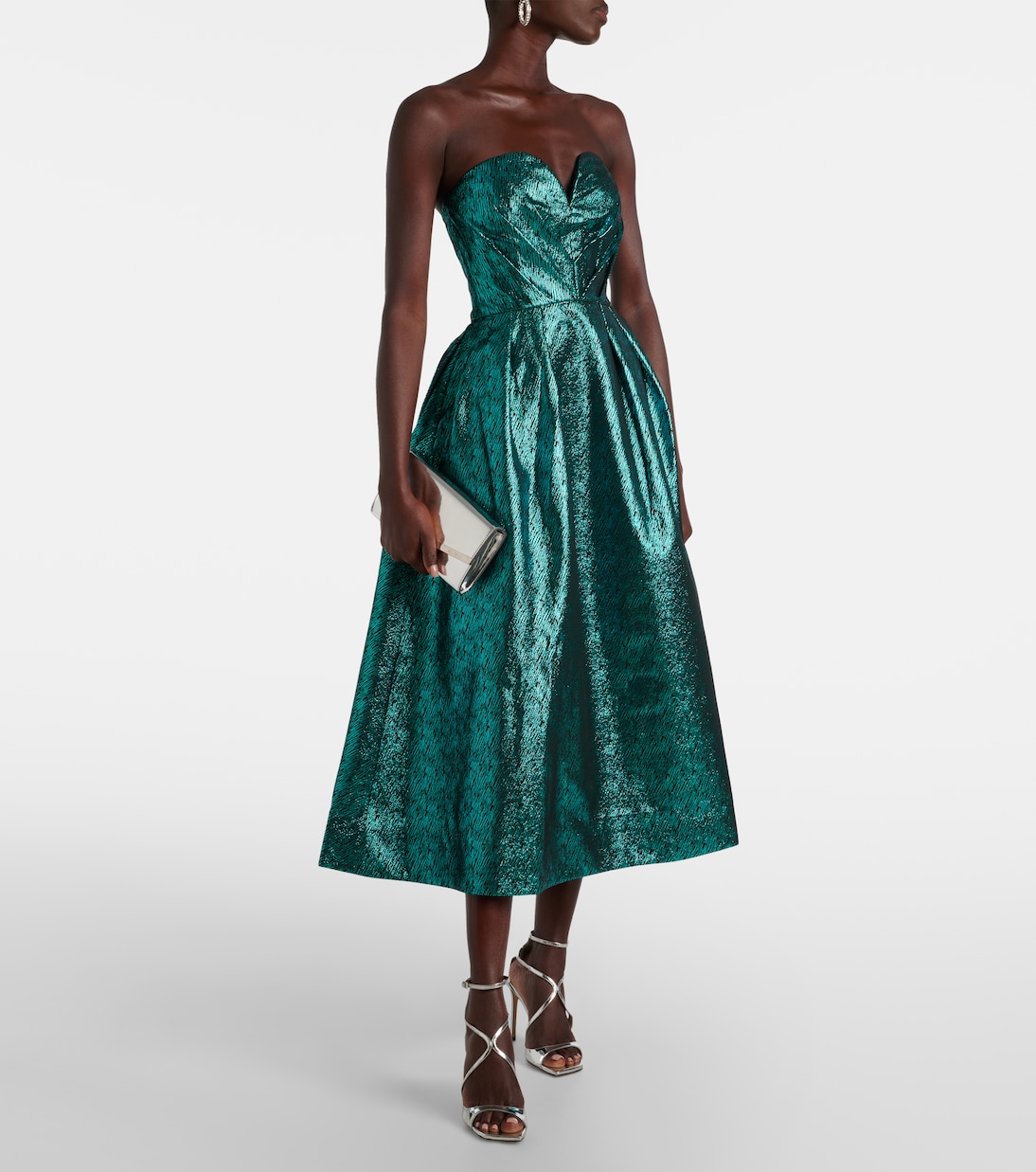 Abito midi Elsie in broccato | Rebecca Vallance