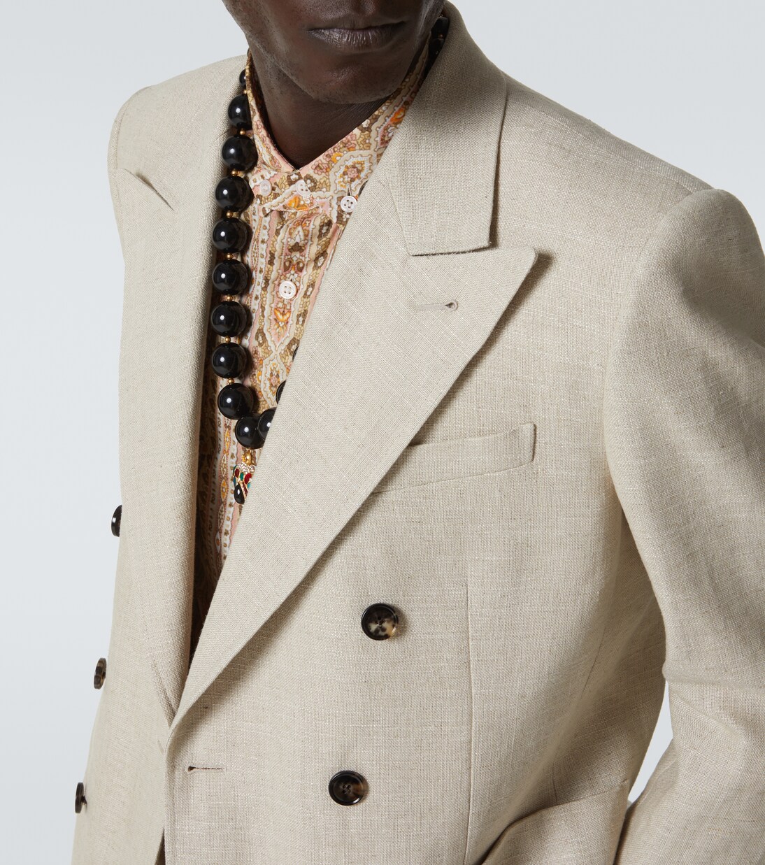 Double-breasted linen-blend blazer | Valentino