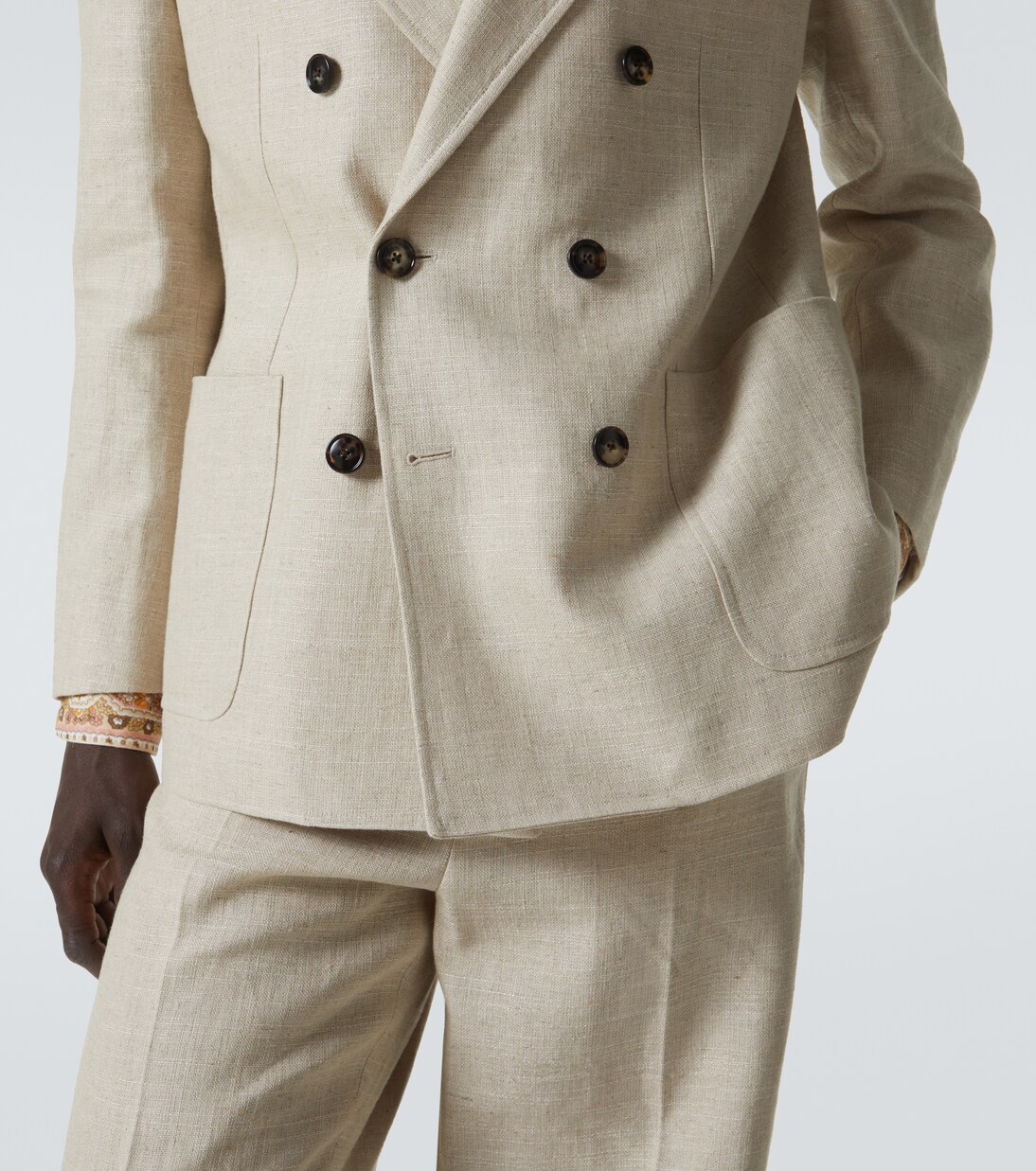 Double-breasted linen-blend blazer | Valentino