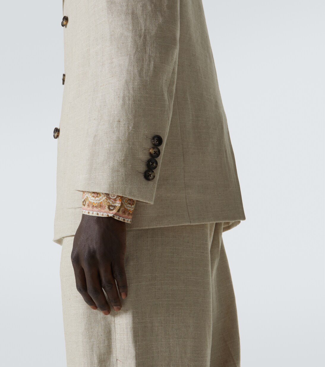 Double-breasted linen-blend blazer | Valentino