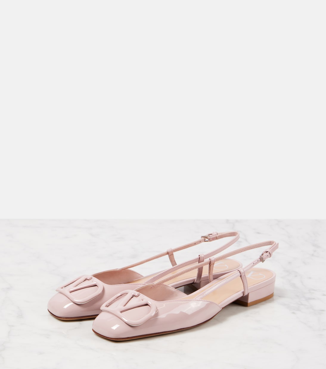 VLogo Signature leather slingback flats | Valentino Garavani