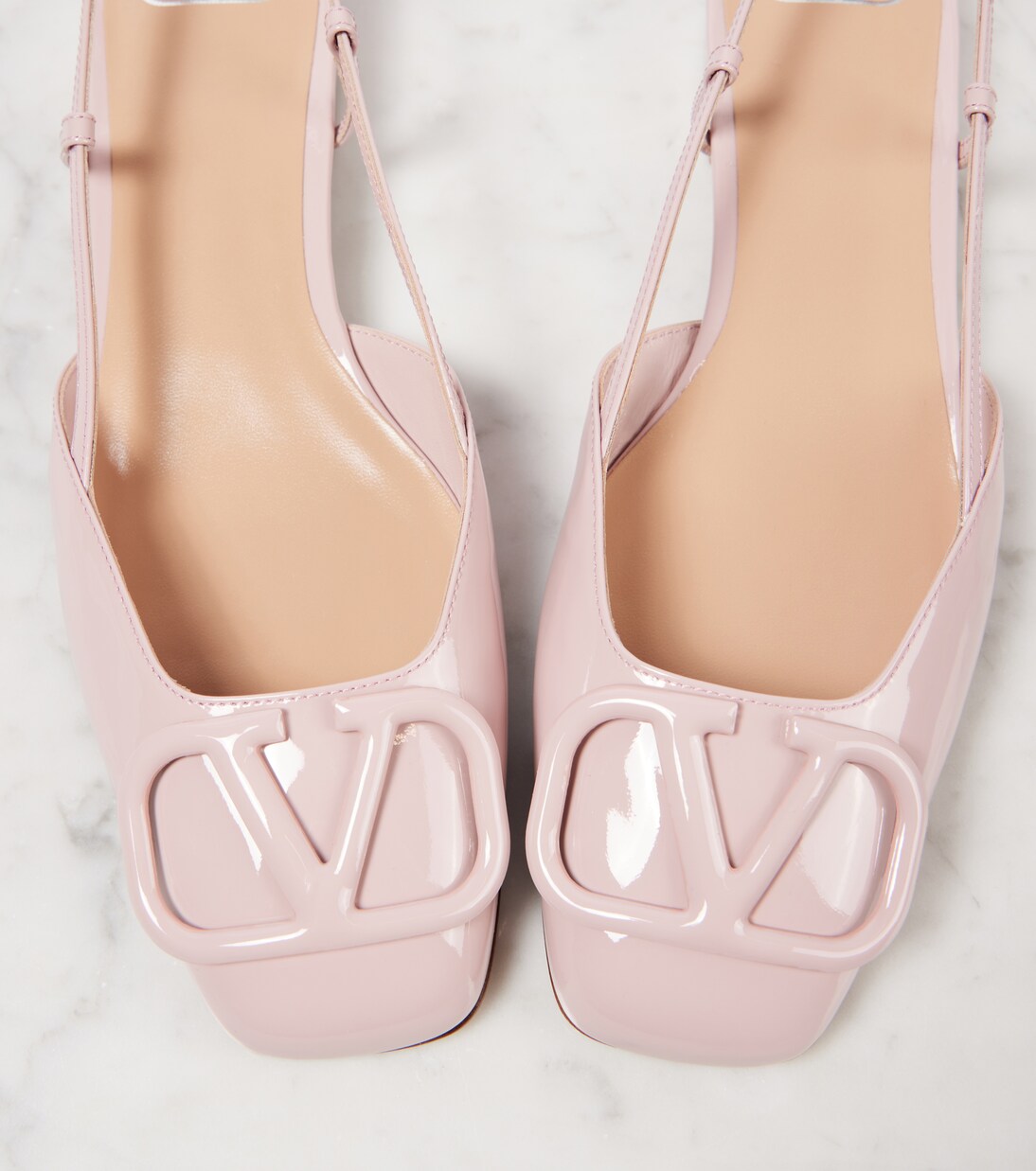 VLogo Signature leather slingback flats | Valentino Garavani
