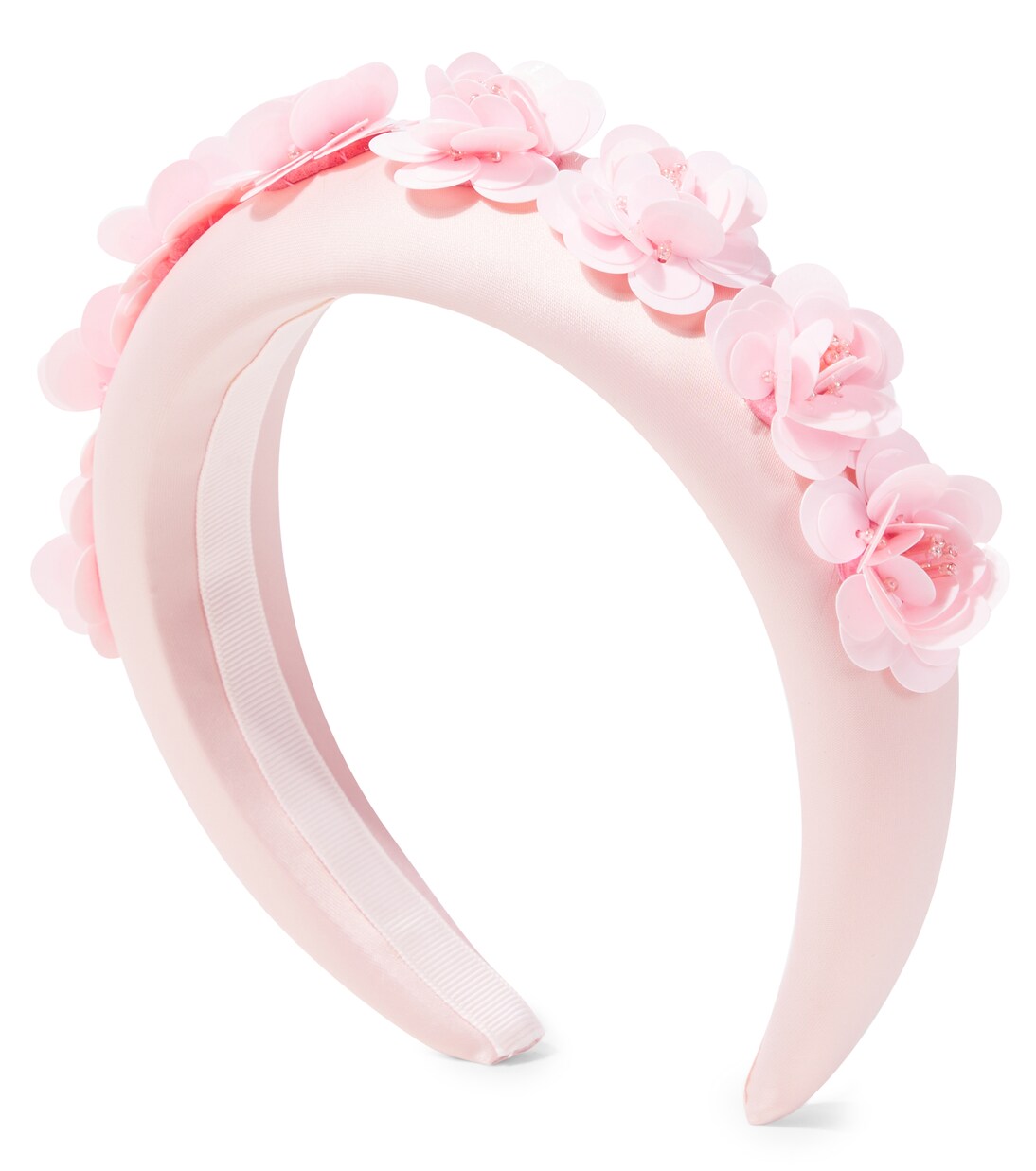 Floral-appliqué beaded satin headband | Self-Portrait Kids