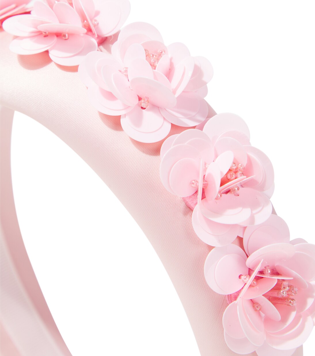 Floral-appliqué beaded satin headband | Self-Portrait Kids