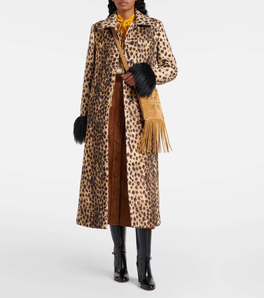 Schultertasche Nellcôte Small aus Veloursleder | Valentino Garavani