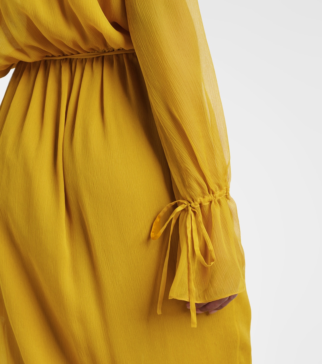 Abito in crépon di seta con volant | Saint Laurent