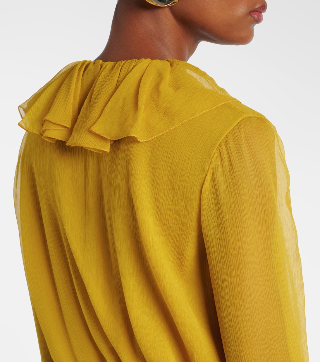 Abito in crépon di seta con volant | Saint Laurent