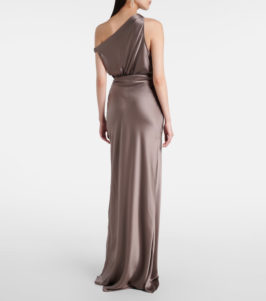 Draped one-shoulder silk satin gown | The Sei