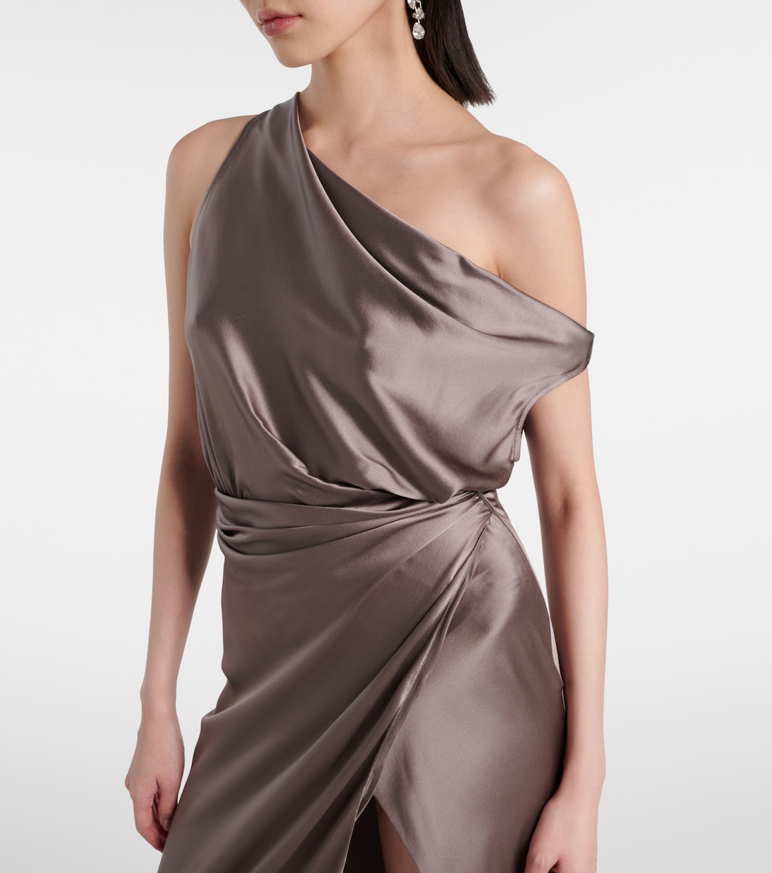 Draped one-shoulder silk satin gown | The Sei