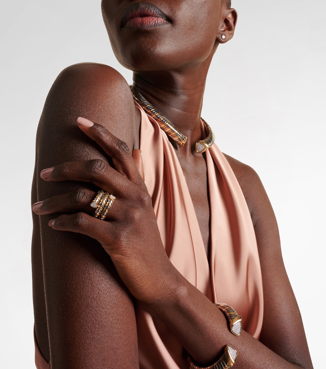 Trisola 18kt gold and titanium ring with diamonds | Marina B