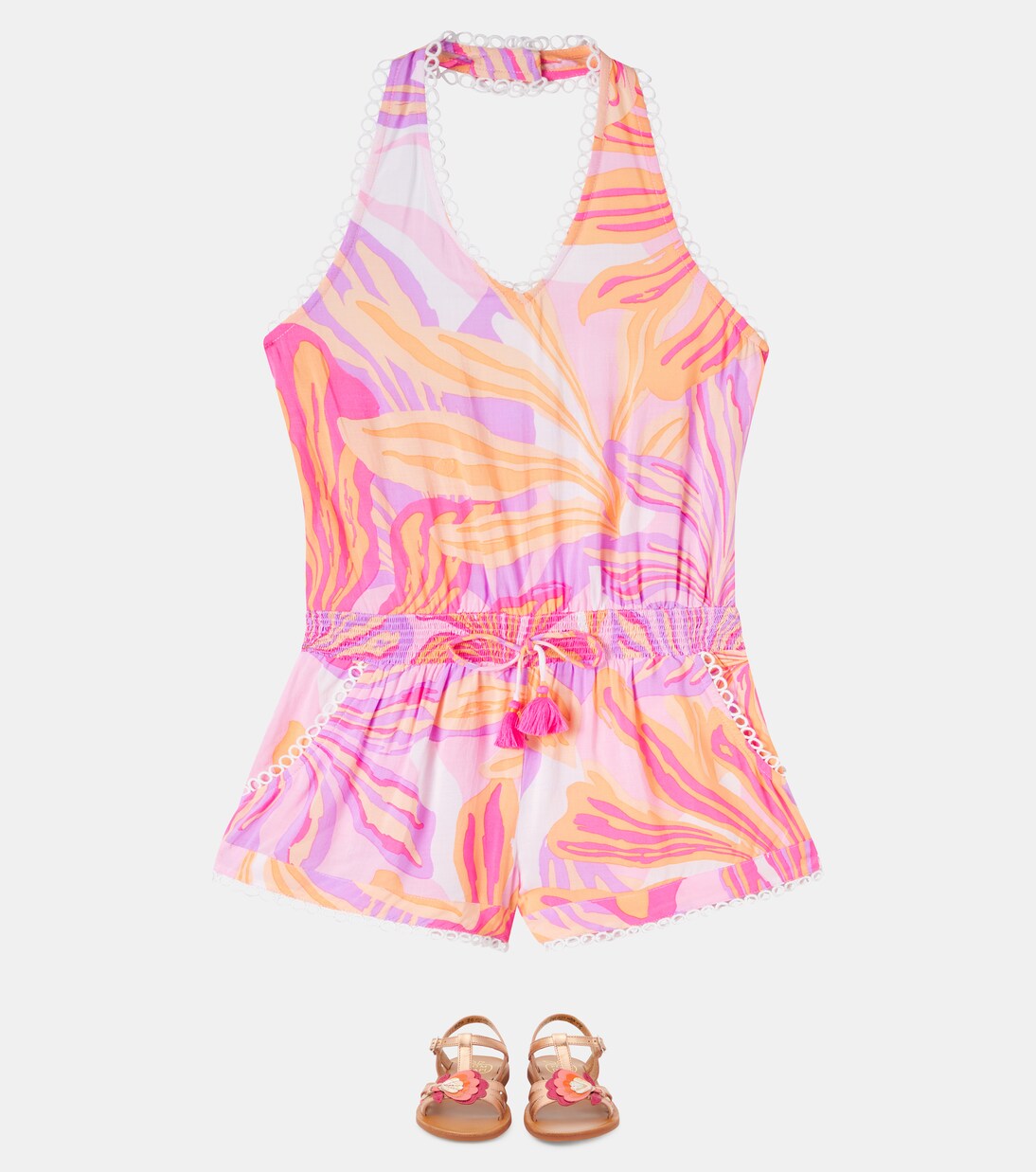 Beth halterneck printed romper | Poupette St Barth Kids
