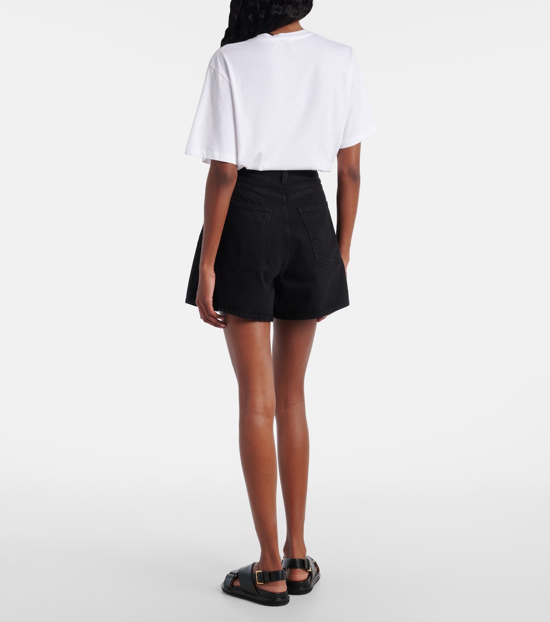 Rhoda pleated high-rise denim shorts | Agolde