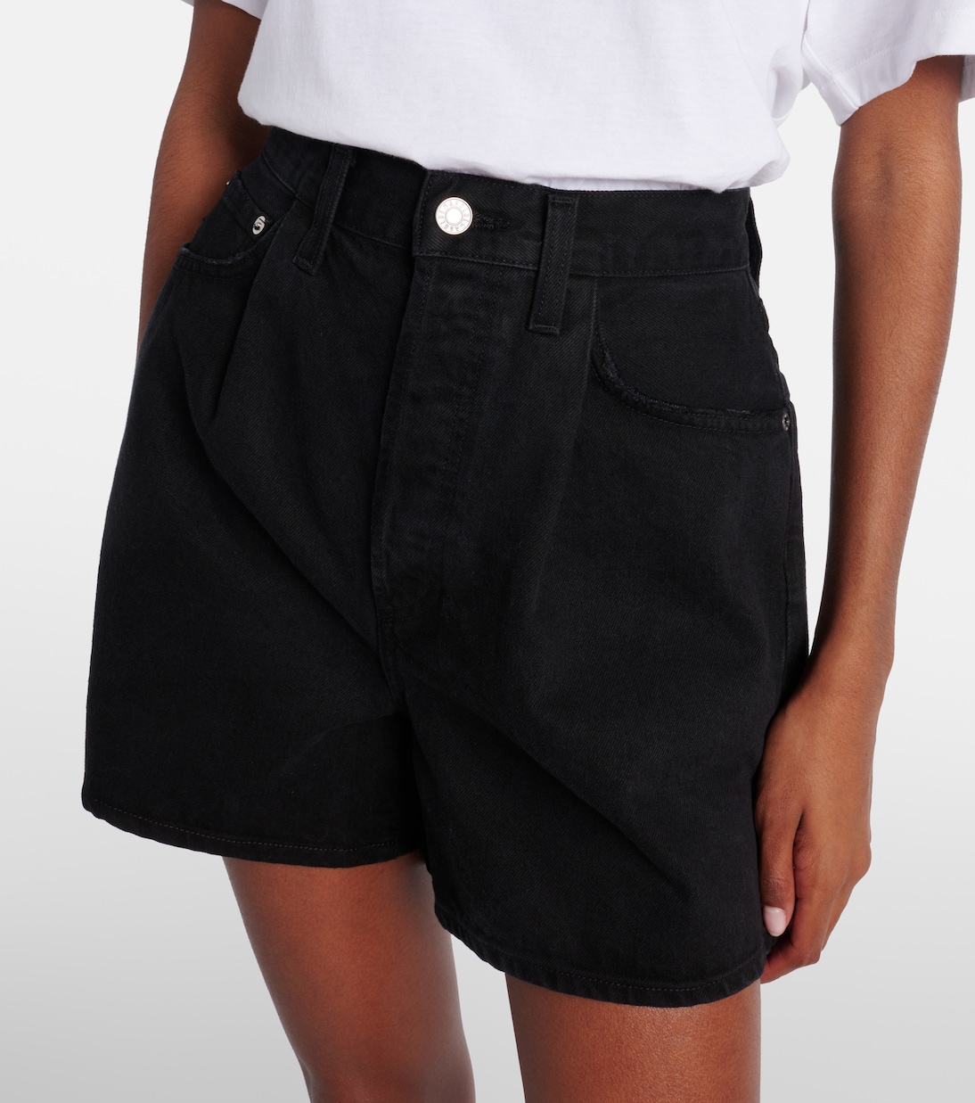 Rhoda pleated high-rise denim shorts | Agolde