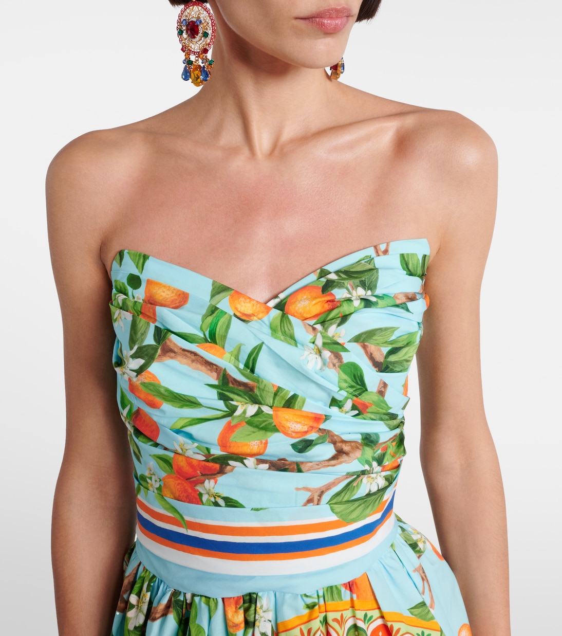 Taormina printed cotton bustier dress | Dolce&Gabbana