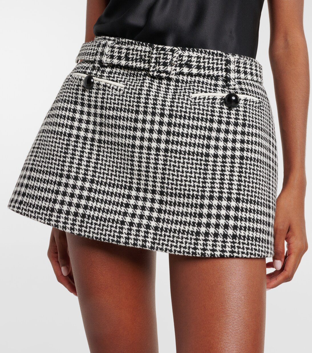 Belted houndstooth skort | Self-Portrait