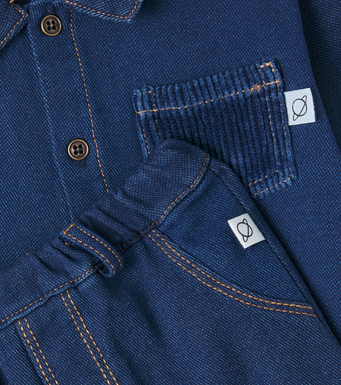 Bebé - set de camisa y pantalones Dobby de denim | Cozmo