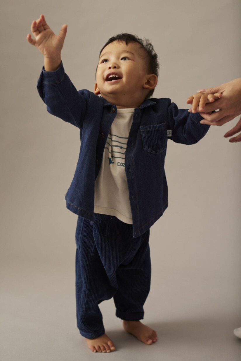 Bebé - set de camisa y pantalones Dobby de denim | Cozmo