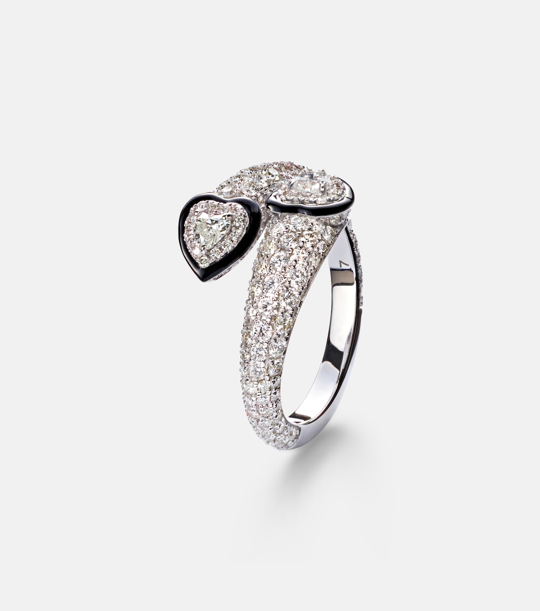 Ring Double Crush aus 18kt Weißgold mit Emaille und Diamanten | Kamyen