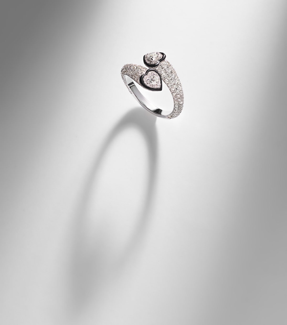 Ring Double Crush aus 18kt Weißgold mit Emaille und Diamanten | Kamyen