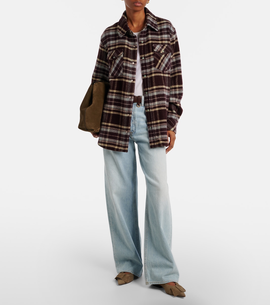 Plaid cashmere shirt with emeralds | God's True Cashmere