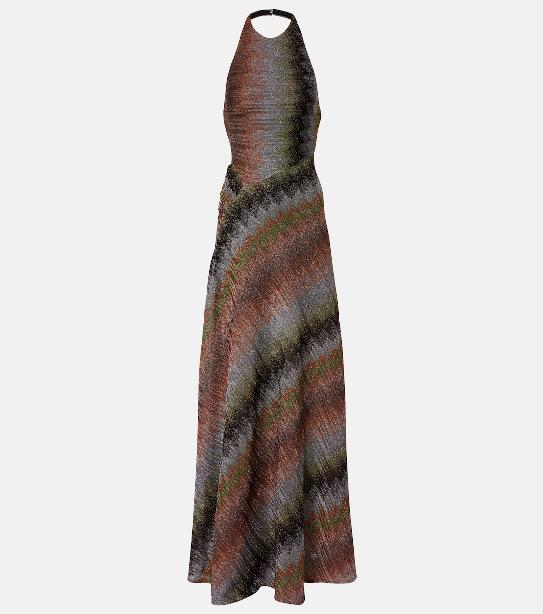 Zigzag halterneck lamé maxi dress | Missoni