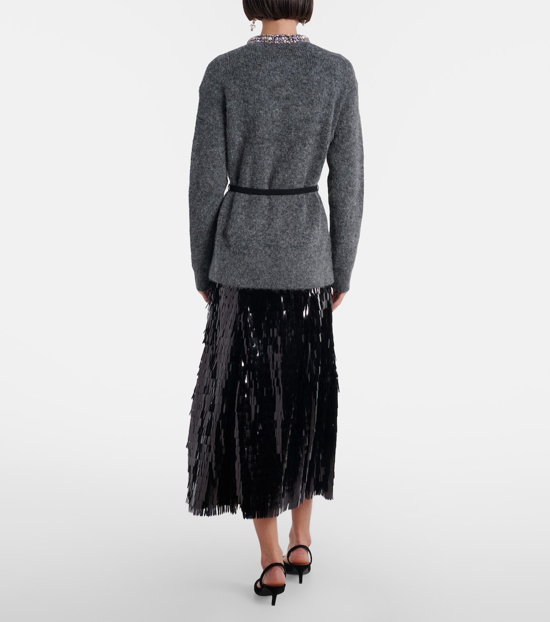 Jupe midi à taille haute et sequins | Self-Portrait