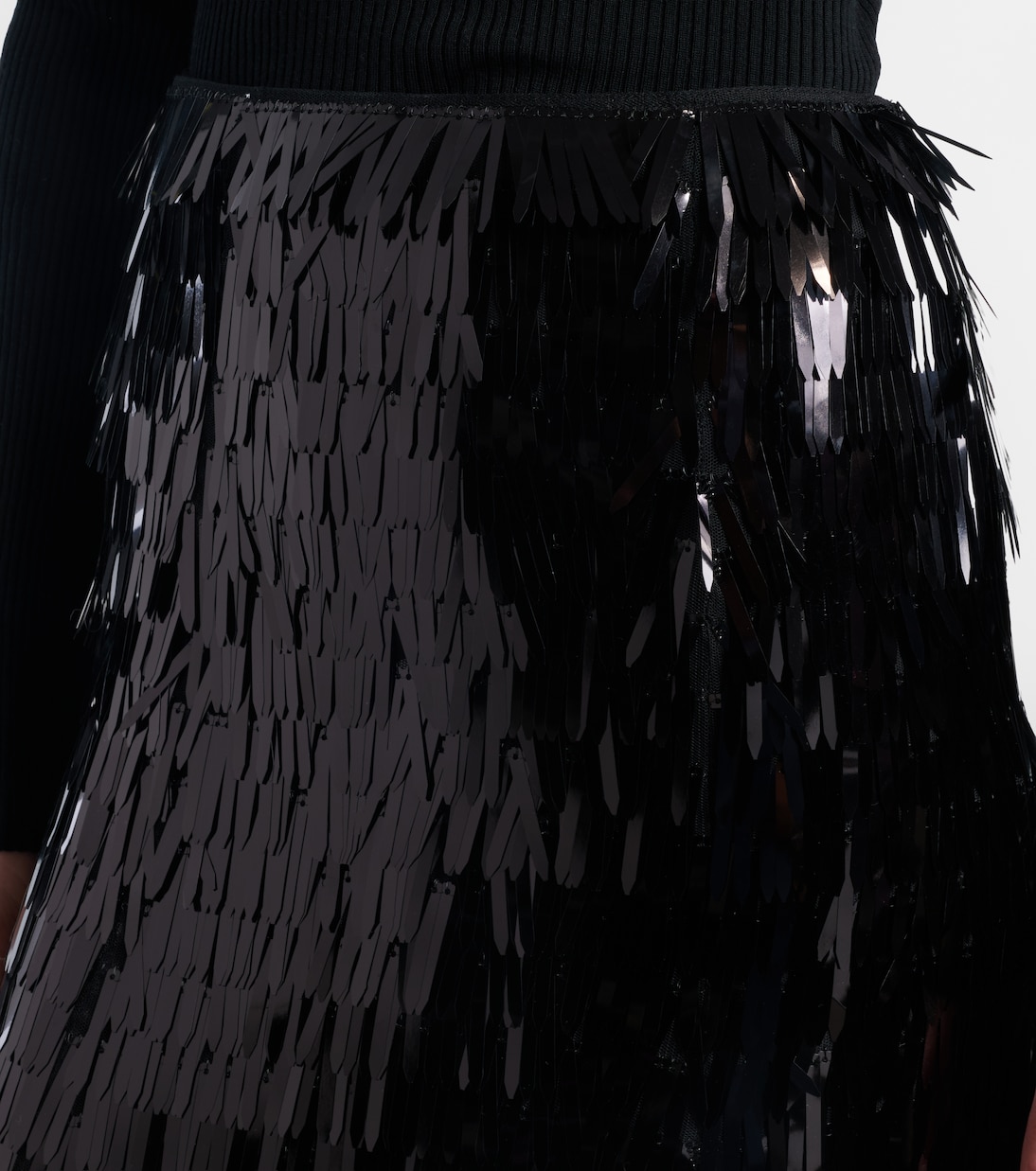 Jupe midi à taille haute et sequins | Self-Portrait