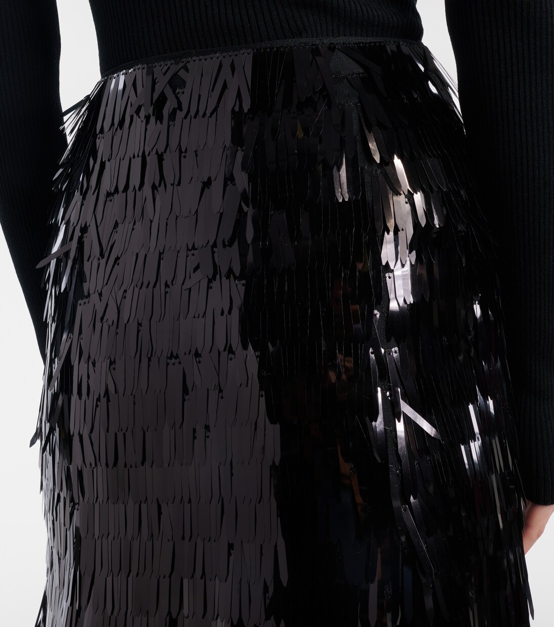 Jupe midi à taille haute et sequins | Self-Portrait