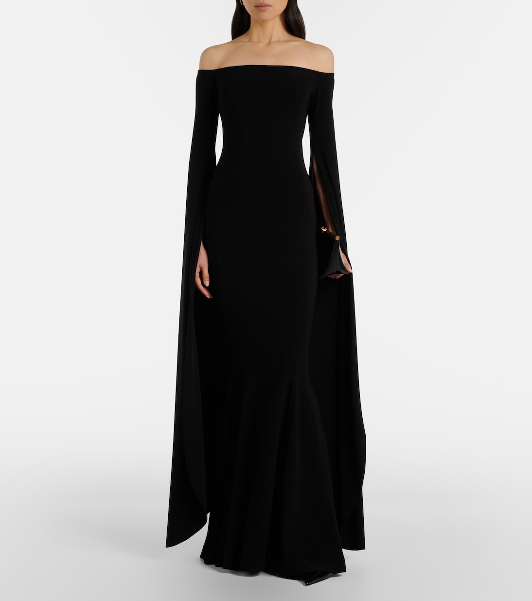 Draped off-shoulder jersey gown | Norma Kamali